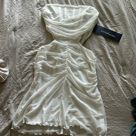 Snatching White Corset Mesh Mini Dress - Picture 1 of 5